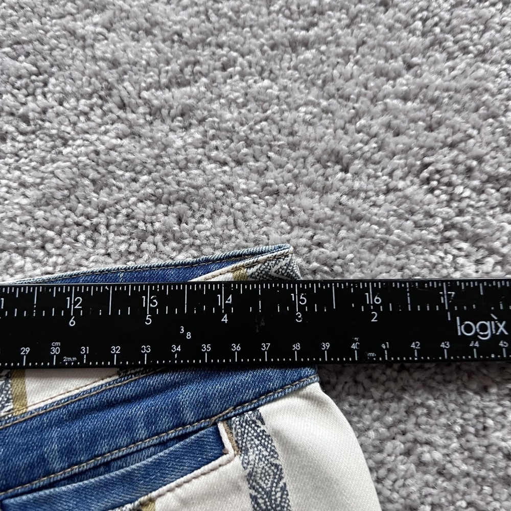 Free People Danica Boho Stripe Flare Jeans Womens 27 Blue Mid Rise‎ Raw Hem - Picture 11 of 16